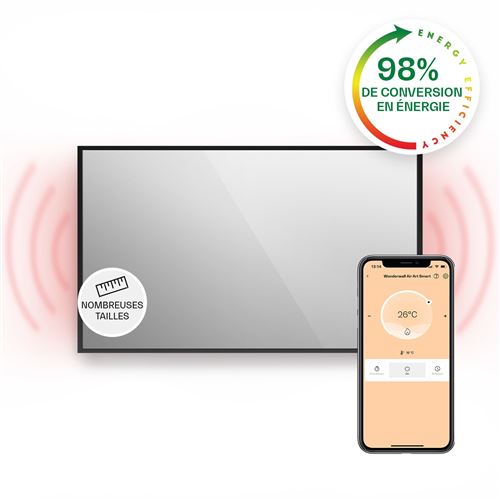 Radiateur Infrarouge - Klarstein La Palma 1000 - Miroir Chauffant - 120X60Cm - 1000W - Connecté - Noir