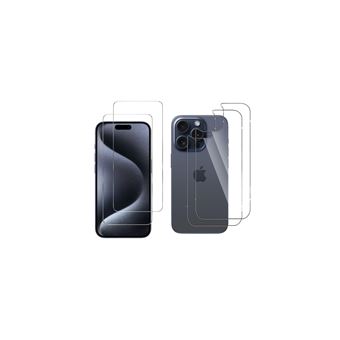 Protecteur écran Verre Trempé 9H Pour IPhone 15/15 Pro - Pack 3 Pièces, Anti-choc