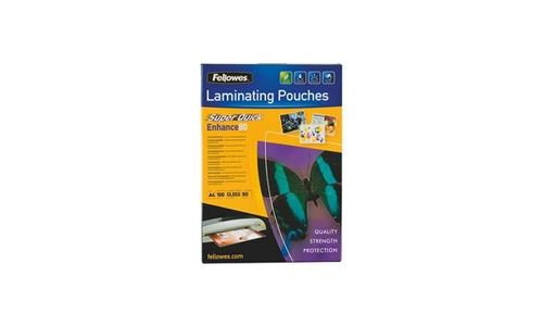 Fellowes Laminating Pouches SuperQuick Enhance 80 micron - 80 microns - pack de 100 - brillant - transparent - A4 (210 x 297 mm) pochettes plastifiées