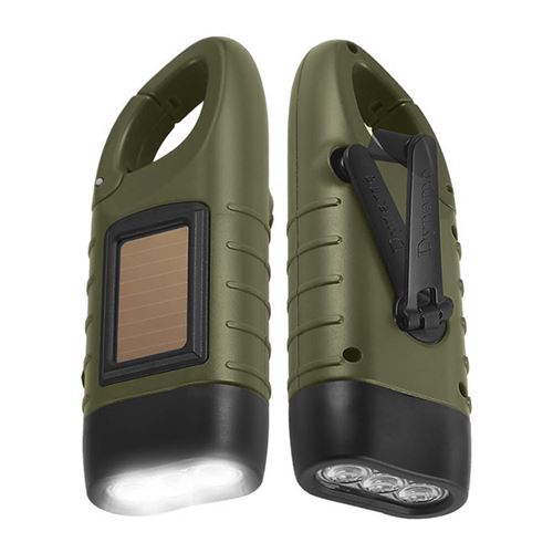 Torche Solaire Dynamo FONGWAN Lampe de Poche en cas d'urgence pour Exterieur Jardin - Vert