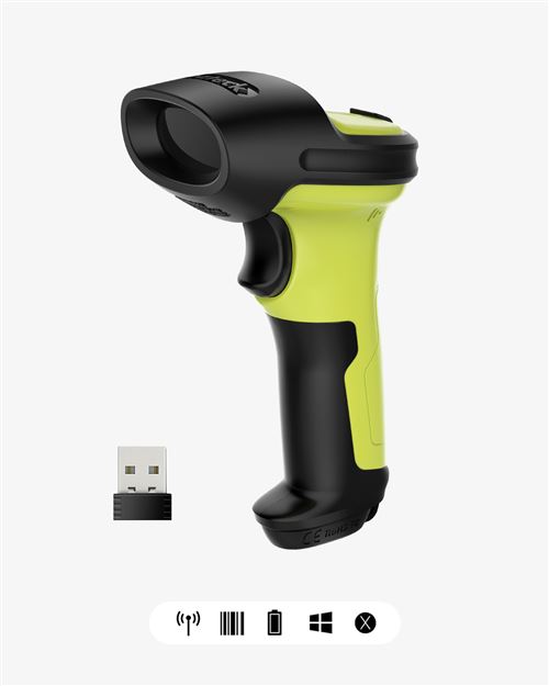 Inateck Scanner De Code-Barres Laser Sans Fil 2.4Ghz, Rayon De 35M, Scan Automatique Et Précis, Autonomie D''Environ 15 Jours