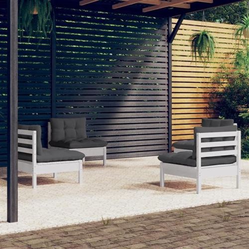 Non Communiqué Blanc Salon De Jardin Modulable Vidaxl Bois Gris 4 Pieces 4 Personnes