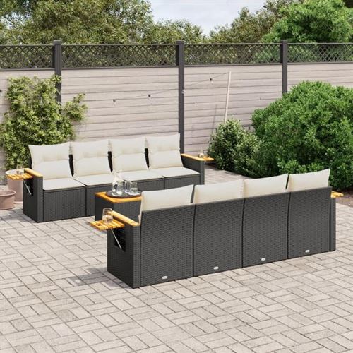 Vidaxl Noir Salon De Jardin Modulable Rotin 9 Pieces 8 Personnes - Image 2