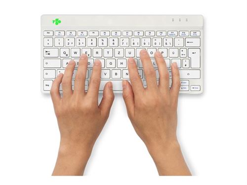 R-Go Clavier Ergonomique Compact break - Clavier - sans fil - Bluetooth 5.0 - QWERTZ - Allemand - blanc