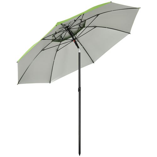 Parasol inclinable de jardin parasol de plage rond Ø 185 cm vert