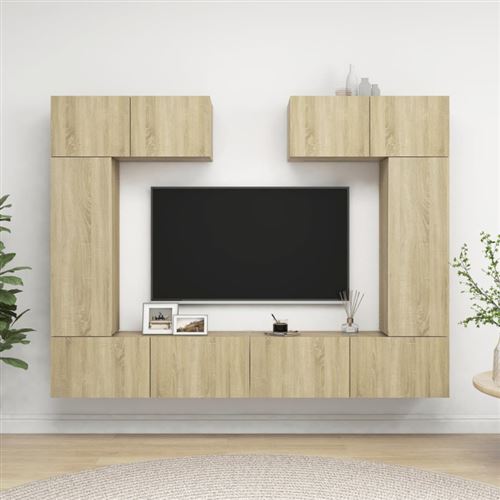 Non Communiqué Brun Ensemble De Meuble Tv 6 Pcs Chêne Sonoma Bois D Ingénierie