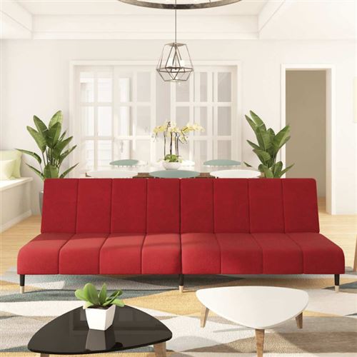 vidaXL Canapé-lit 2 places rouge bordeaux velours375879