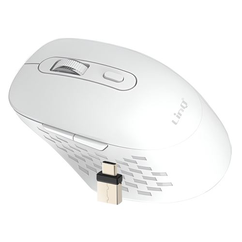 Souris Sans Fil WiFi et Bluetooth 2.4G avec Dongle USB C et USB LinQ Blanc