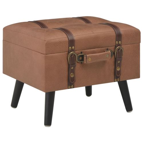 vidaXL Tabouret de rangement 40 cm Marron Similicuir