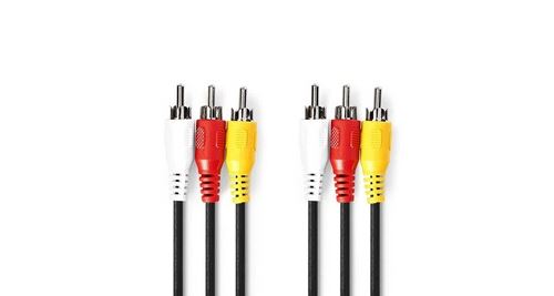Non Communiqué Noir Câble Vidéo Composite 3X Rca Mâles - 3X Rca Mâles 5,0 M
