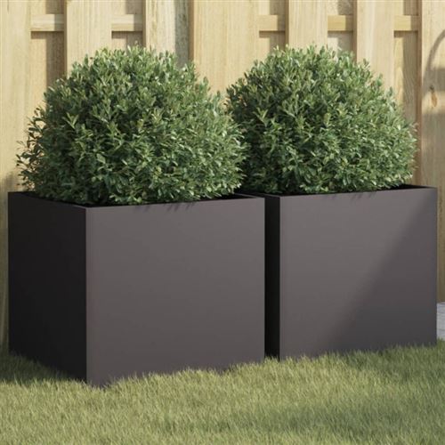 Vidaxl Noir Jardinières 2 Pcs - Image 3