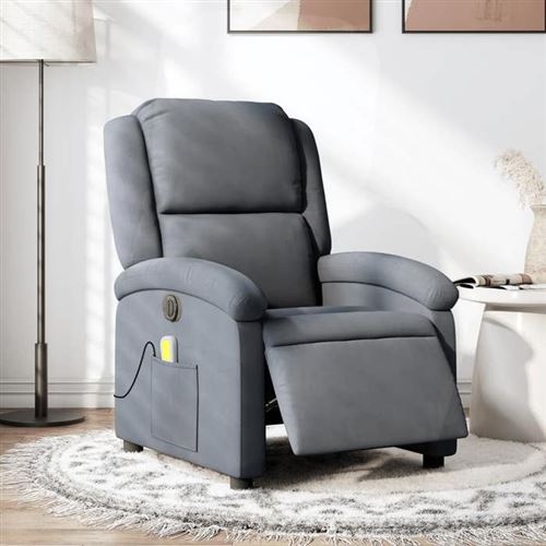 Non Communiqué Gris Vidaxl Fauteuil De Massage, Relaxation Électrique Réglable Velours Foncé