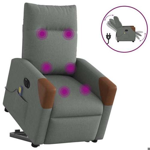 Non Communiqué Gris Vidaxl Fauteuil De Relaxation, Massage, Inclinable Électrique Réglable Tissu Foncé