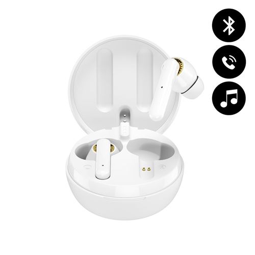  Ecouteurs Bluetooth intra-auriculaires Blanc et Dor&eacute;