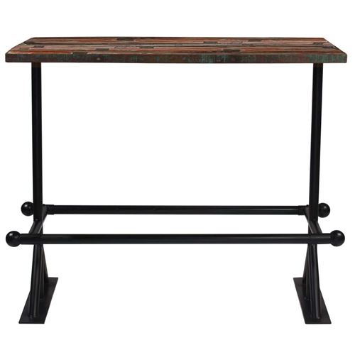 vidaXL Table de bar Bois récupération massif Multicolore 150x70x107 cm
