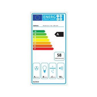 Hotte murale FALMEC FLIPPER1220, 55cm, commandes electroniques, finition Blanc, moteur 4 vitesses, Debit boost = 750m3/h, Puissance acoustique max = 58dB. Eclairage LED. Classe energetique : A