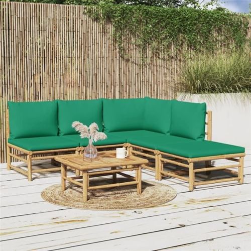 Non Communiqué Vert Salon De Jardin Modulable Vidaxl Bambou 5 Personnes 69 X 55 X 65 Cm 6 Pieces