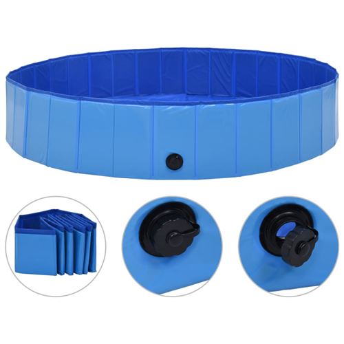 Meilleurs prix pour vidaXL Piscine pliable pour chiens Bleu 160x30 cm PVC