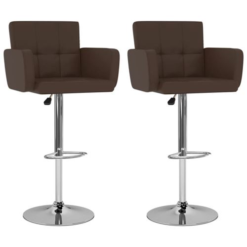 Tabourets de bar lot de 2 marron similicuir