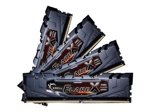 G.Skill Flare X series - DDR4 - pakket - 64 GB: 4 x 16 GB - DIMM 288-PIN - 3200 MHz / PC4-25600 - CL16 - 1.35 V - niet-gebufferd - niet-ECC