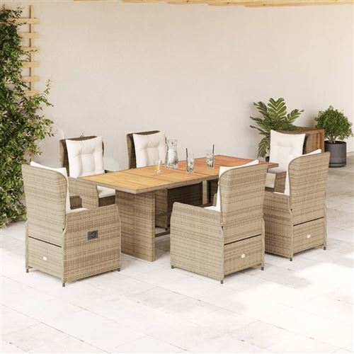 Non Communiqué Beige Vidaxl 7-Delige Tuinset Met Kussens Poly Rattan 3262793