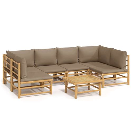 Vidaxl Salon De Jardin 7 Pcs Avec Coussins - Bambou - Image 2