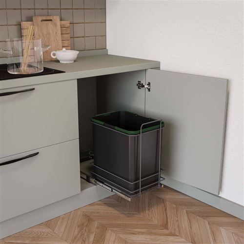 Poubelle de recyclage Recycle pour cuisine, 2 x 35 L, fixation par