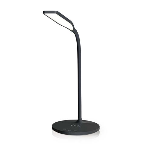 LED Desk Lamp with Fast Wireless Charger for Qi-Enabled Device, Table Lamp with 3 Colour Temperatures, Brightness Levels, Adjustable Gooseneck, 40 Minu