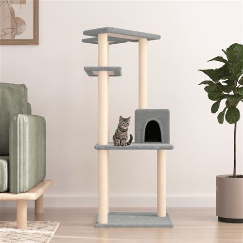 vidaXL Arbre à chat avec griffoirs en sisal gris clair 123 cm