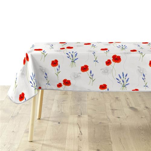 Nappe Imprimé "Sisteron" 140x240cm Blanc