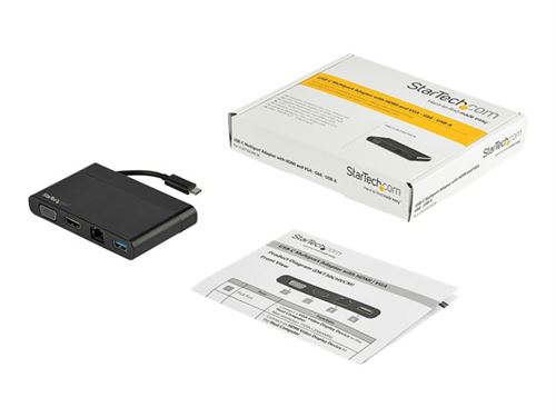 StarTech.com Adaptateur multiport AV numérique avec sorties vidéo HDMI et VGA - USB-A (DKT30CHVCM) - Station d'accueil - USB-C - VGA HDMI - GigE