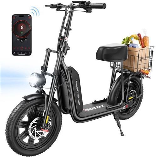  iScooter - Scooter &eacute;lectrique F7 - Moteur 1000 W, batterie 48 V 10,4 Ah, vitesse 45 km/h, contr&ocirc;le par application, scooter &eacute;lectrique adulte 16 pouces
