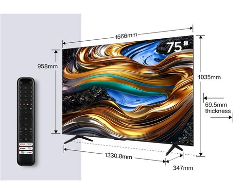 Tv led 4k 75 pouces ecran plat titane dolby vision google tv aipvq engine 75p79b TCL