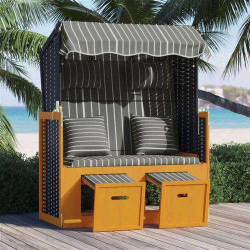 VidaXL - Strandkorb rotin synthétique, One Size, Noir