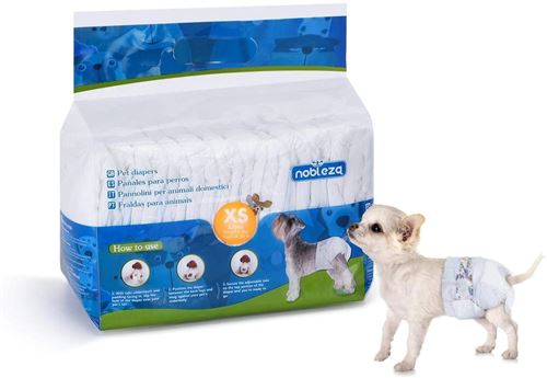 Comparer les prix de Couches jetables Nobleza pour chien Pack de 12 Taille XS