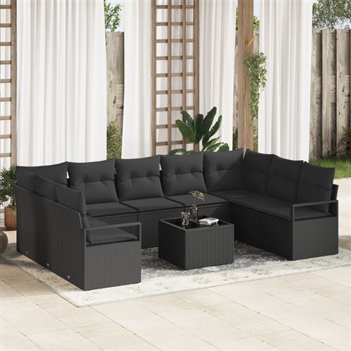 Vidaxl - Set Divano Da Giardino Con Cuscino 10 Pcs Nero