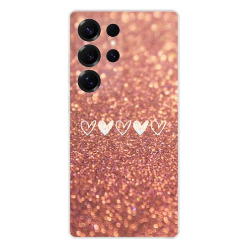 Coque en silicone imprimée compatible Samsung Galaxy S25 Ultra Paillettes coeur