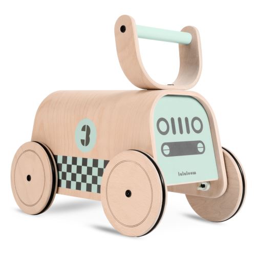 LALALOOM - RACER porteur en bois vert avec roulettes