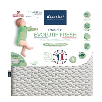 Matelas Bebe Dehoussable Evolutif Fresh 60x1 Cm Matelas Bebe Achat Prix Fnac