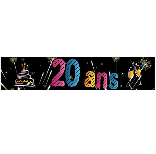 Lot de 10 Bannières métallisées 20 Ans - 3,60 m