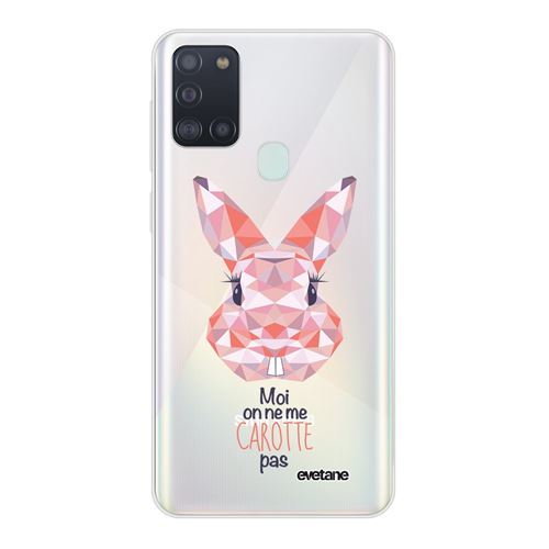 Coque pour Samsung Galaxy A21S 360 intégrale transparente Lapin moi on ne me carotte pas Ecriture Tendance Design [Evetane®]