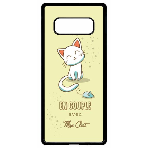 Coque Samsung Galaxy Note 8 En Couple Avec Mon Chat Fond Jaune 2