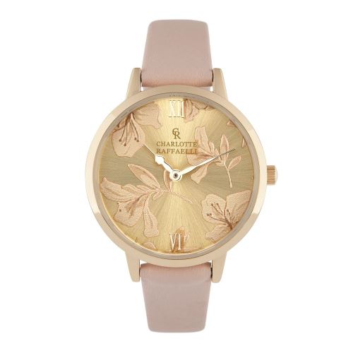 Montre Femme Charlotte Raffaelli à Quartz Cadran Doré 36mm Et Bracelet Doré En PU CRS18002