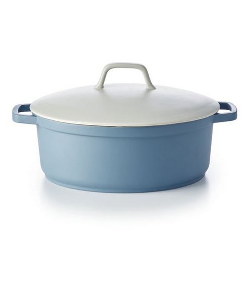 cocotte ovale en fonte d'aluminium 31cm blanc/bleu pastel - 15031314