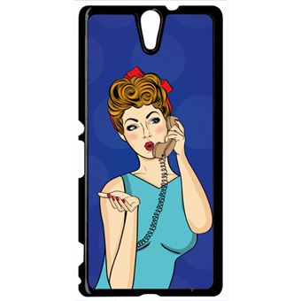 Coque Sony Xperia C5 Ultra Pin Up Fond Bleu Electrique ...