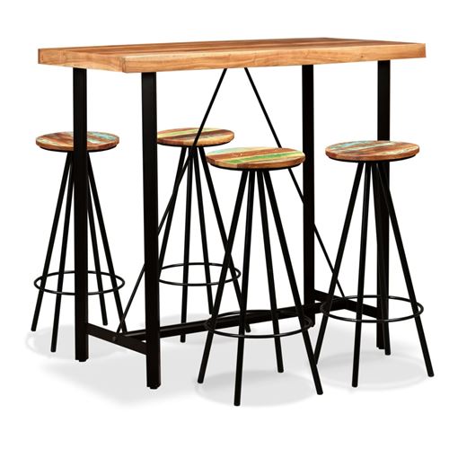 Vidaxl ensemble de bar 5 pcs bois de sesham massif et recycl&eacute; 275131