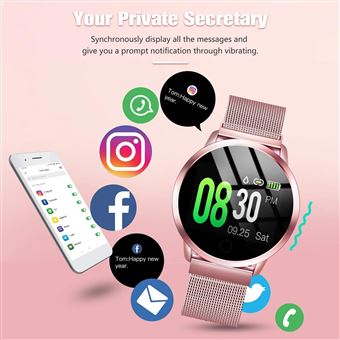 Montre Connectée Femme Sport ECOSOON - Étanche IP68, Moniteur Cardiaque, 123 Modes Sport, Compatible Android IOS