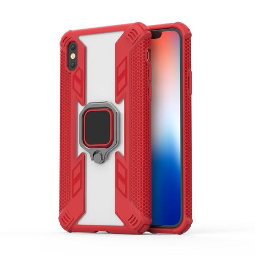 Coque en TPU style guerrier rouge avec béquille en anneau pour votre Apple iPhone XS