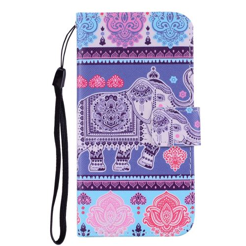 Etui en PU impression de motifs avec support éléphant et fleur pour votre Samsung Galaxy M10