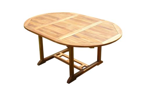 Table ronde / ovale en teck aspect huilé SENTAK L.120-180 P.120 cm